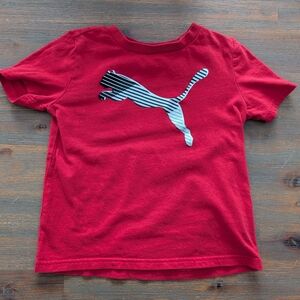 Puma Red Tee with Striped Puma Logo